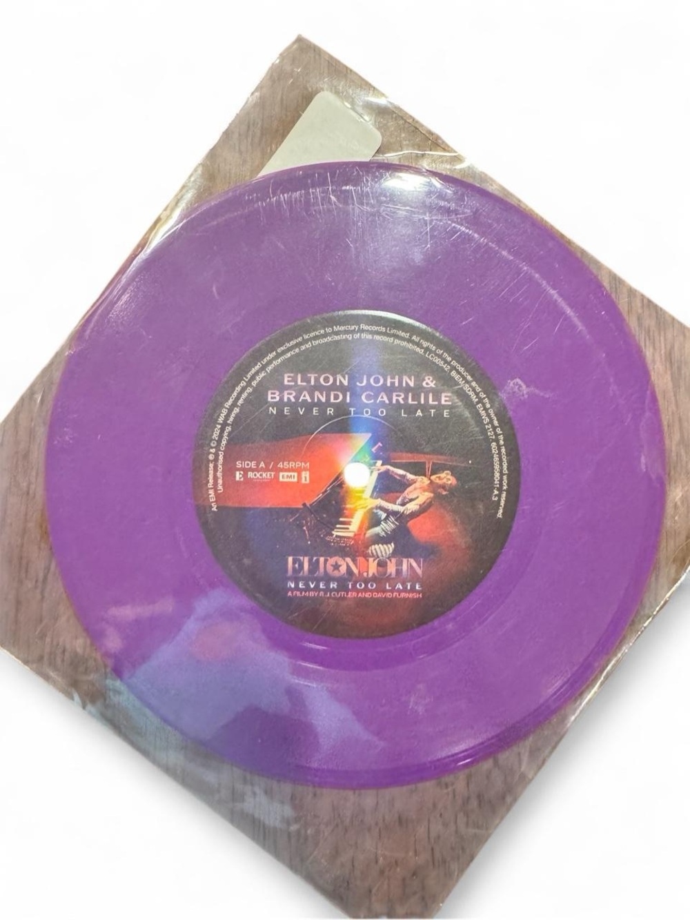 Never Too Late - Purple Vinyl Single